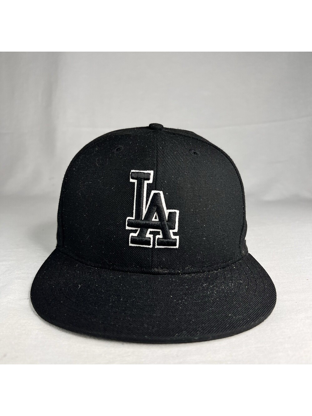 Los Angeles Dodgers Hat Cap Fitted 7-1/2 New Era MLB Black White 59Fifty
